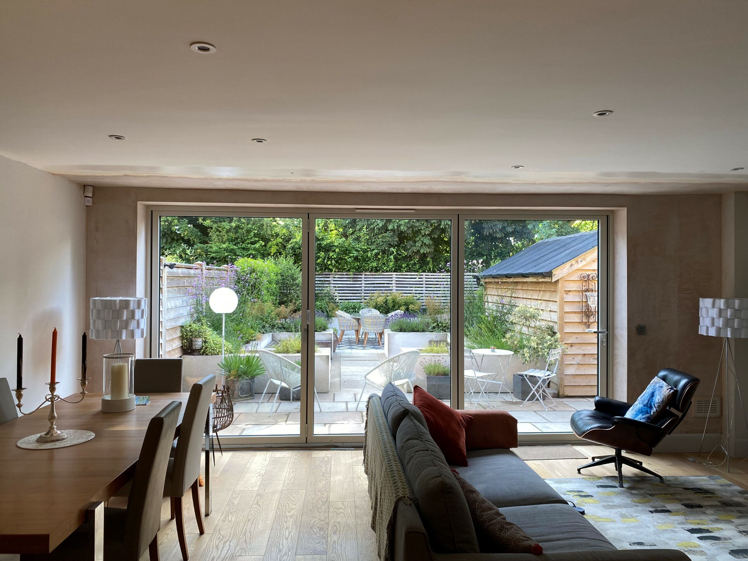 Schuco bifolds in Leicestershire looking through the doors